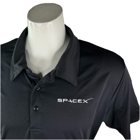 SpaceX Official Men’s L Golf Shirt Black Performance Polo Rocket Elon Musk - Picture 3 of 11
